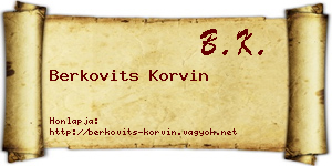 Berkovits Korvin névjegykártya